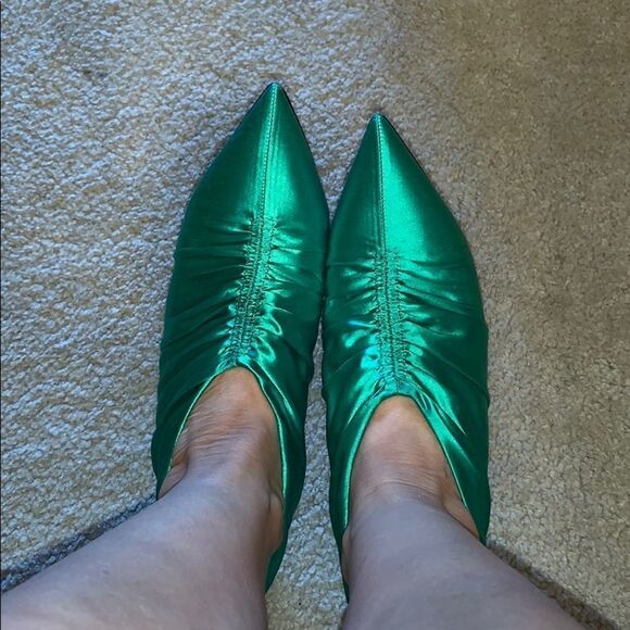 Zara Woman green satin heels - Picture 7 of 8